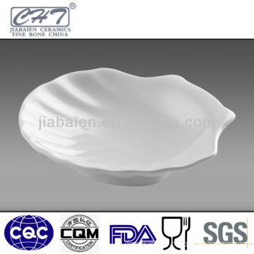 Seashell shape white fine ceramic soy dish